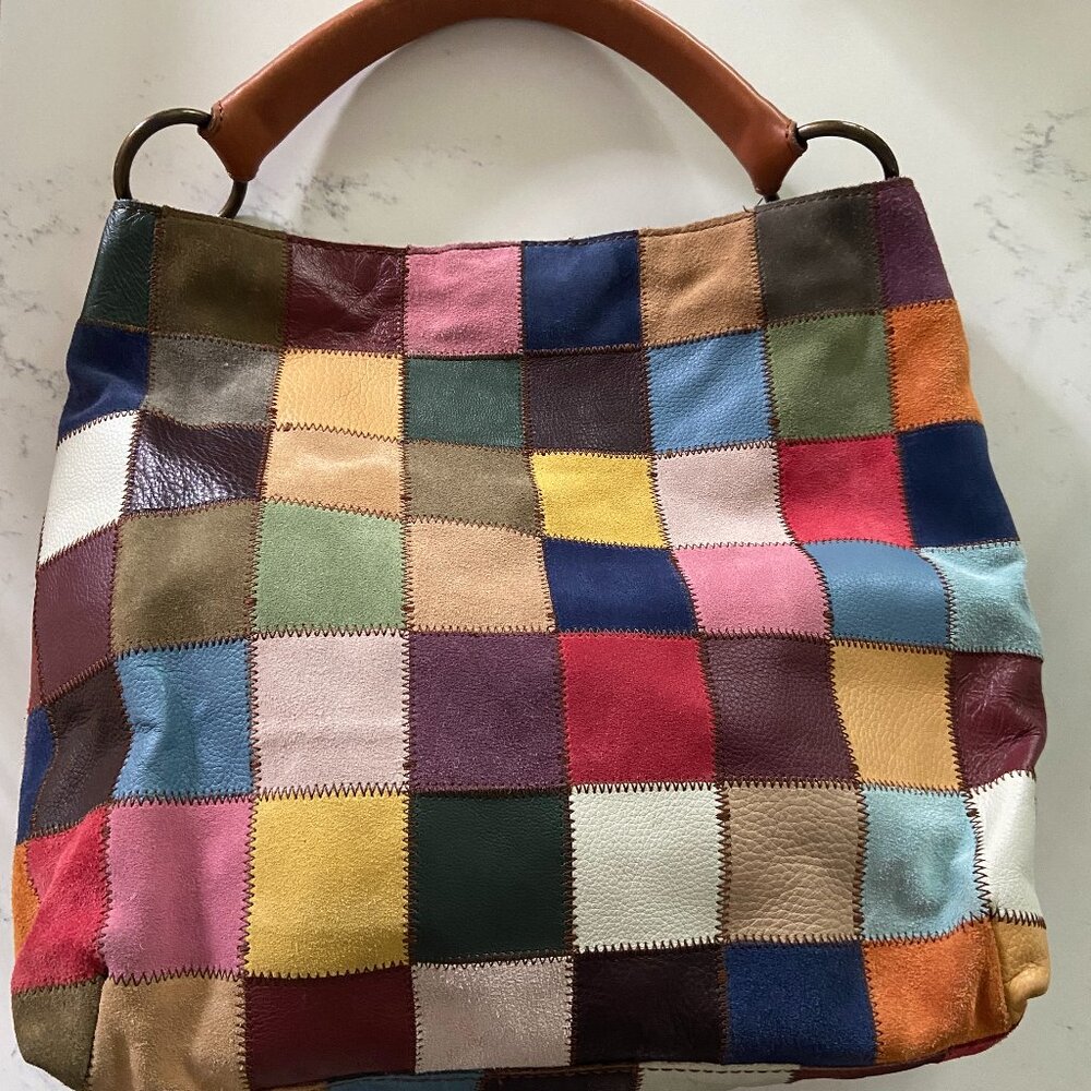 Lucky Brand Multi-Colored Multicolored Boho Patchwork Bag Shoulder Tote Rare